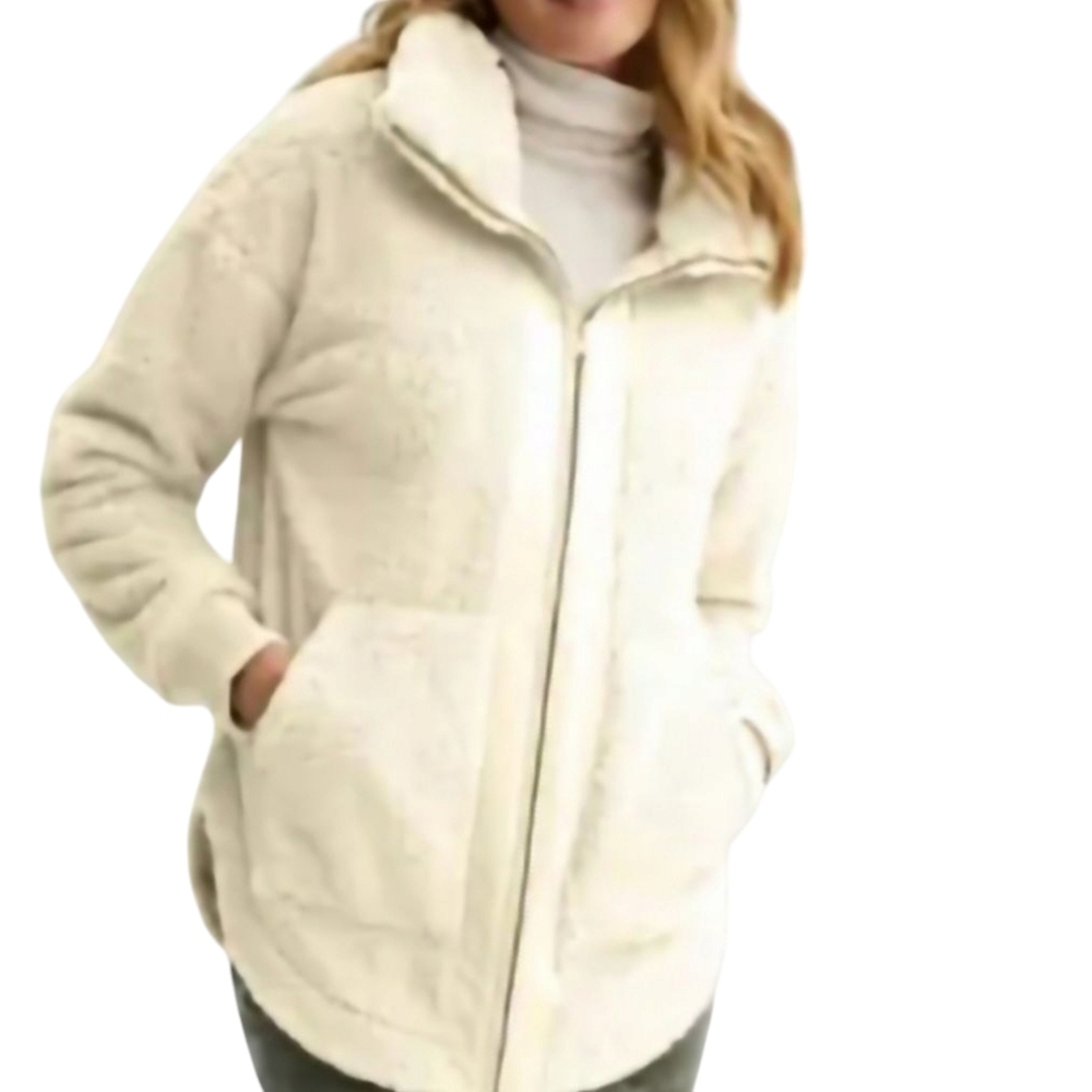 NWT Sonoma goods for life sherpa‎ full zip jacket women's off white color